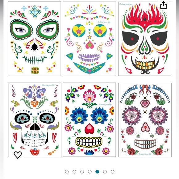 TailaiMei 12 Sheets Day of the Dead Face Skeleton Tattoos and Nail Art - Picture 5 of 7